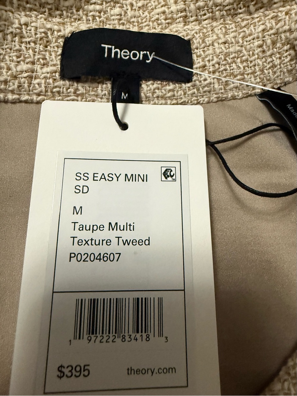 Theory Neutral Tweed Short-Sleeve Button Dress - Picture 6 of 6
